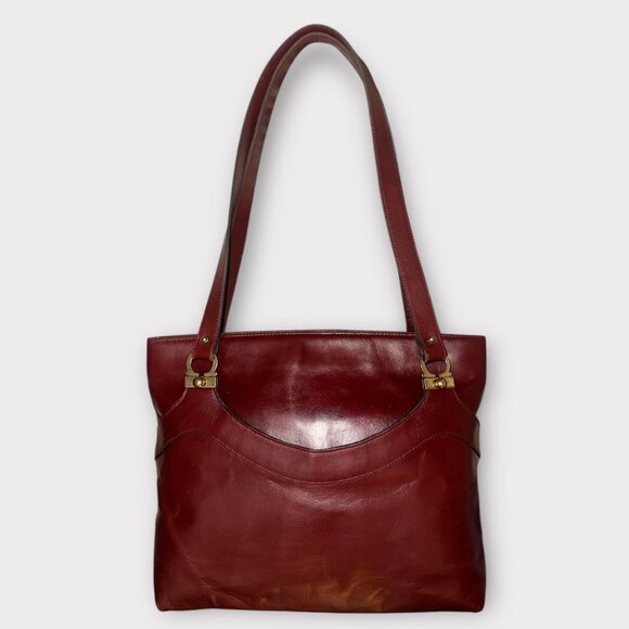 VTG Etienne Aigner Oxblood Red Leather Shoulder Bag & Belt Set 70s-80s Germany - Picture 4 of 13